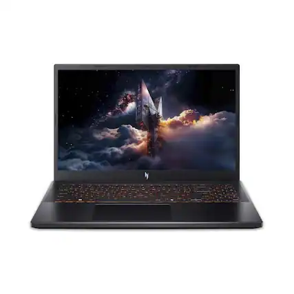 Front. Acer - Acer Nitro V 15.6" FHD IPS 165Hz Gaming Notebook Intel Core i5-13420H 16GB RAM 512GB SSD NVIDIA GeForce RTX 5050 Obsidia - Obsidian Black.