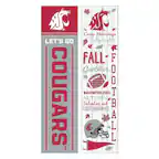 **Left Side:**
- LET'S GO
- COUGARS™
**Right Side:**
- Crisp Mornings
- Chilly Nights
- FALL Gather
- FOOTBALL
- WASHINGTON STATE
- AUTUMN
- Tailgating and TOUCHDOWNS
