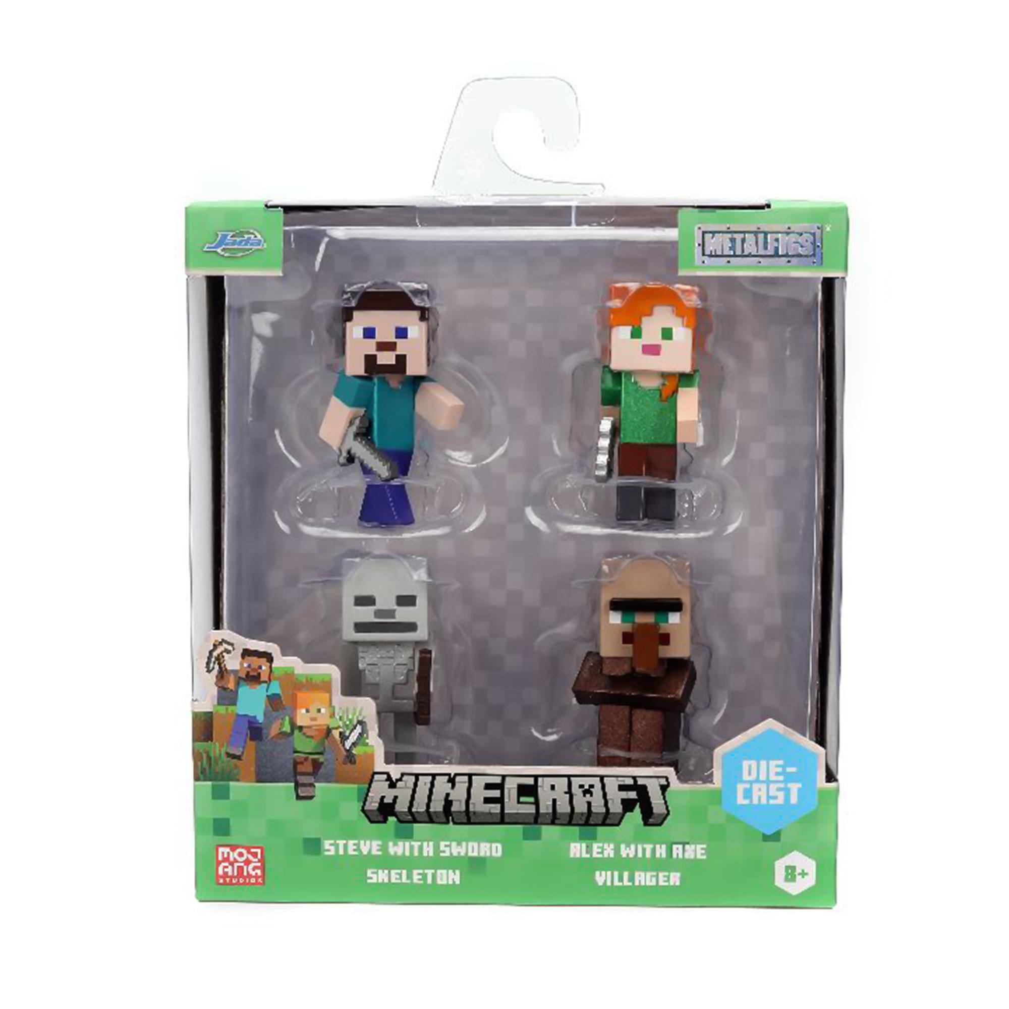 Minecraft  
MetalFigs  
Die-Cast  
Steve with Sword  
Skeleton  
Alex with Axe  
Villager  
8+