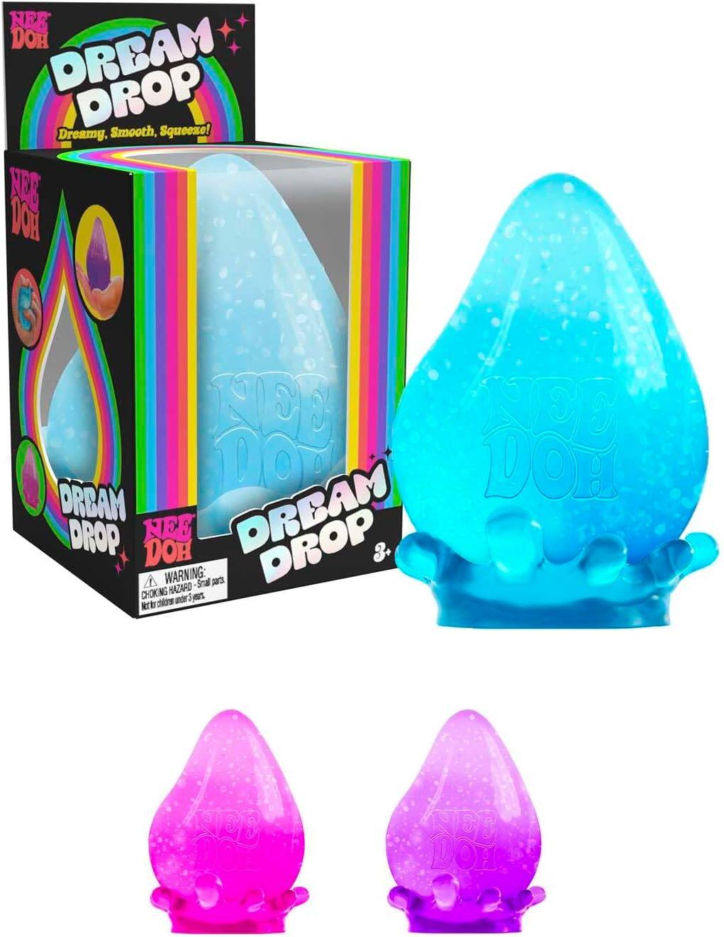 Schylling - NeeDoh Dream Drop - Sensory Toy with Groovy Goo Filling - Three Random Colors - Ages 3 and Up - 3 Pack - Multi