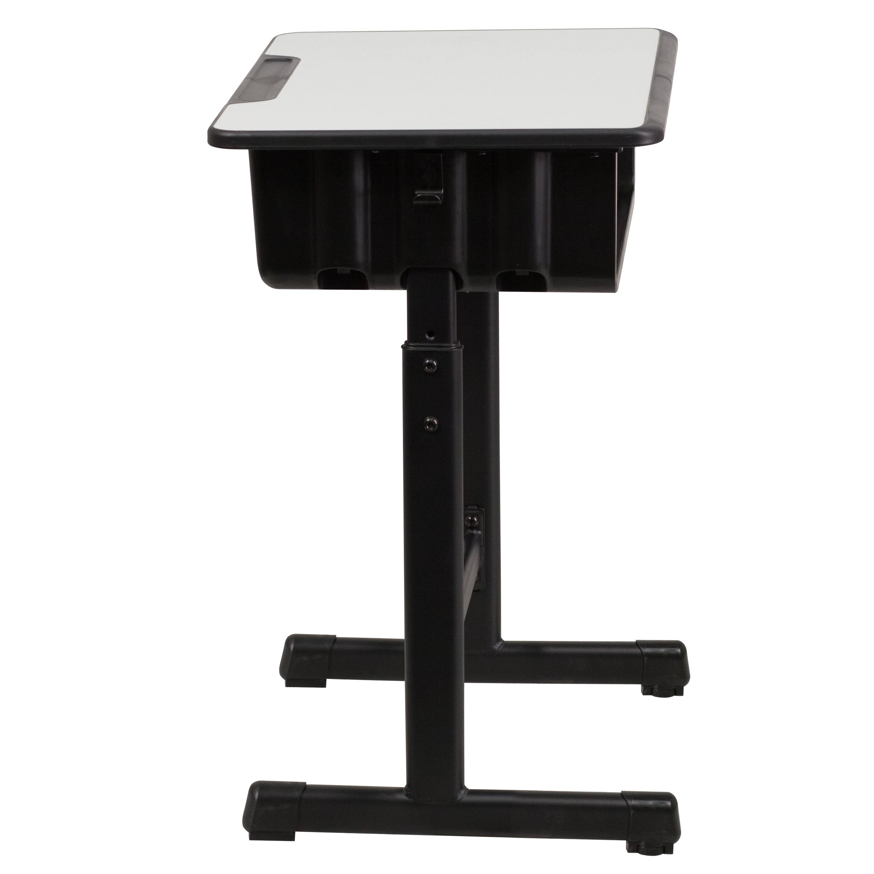 Alt View 5. Emma + Oliver - Student Desk with Top and Adjustable Height Pedestal Frame - Grey.