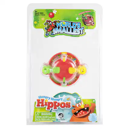 6+ FRENZY! Item 5080 FEEDING includes 1 Game WORLD'S SMALLEST Hippos E Hippos Hungry Hungry Hippos WARNING: - CHOKING HAZARD-Small parts. Not for children under 3 years.