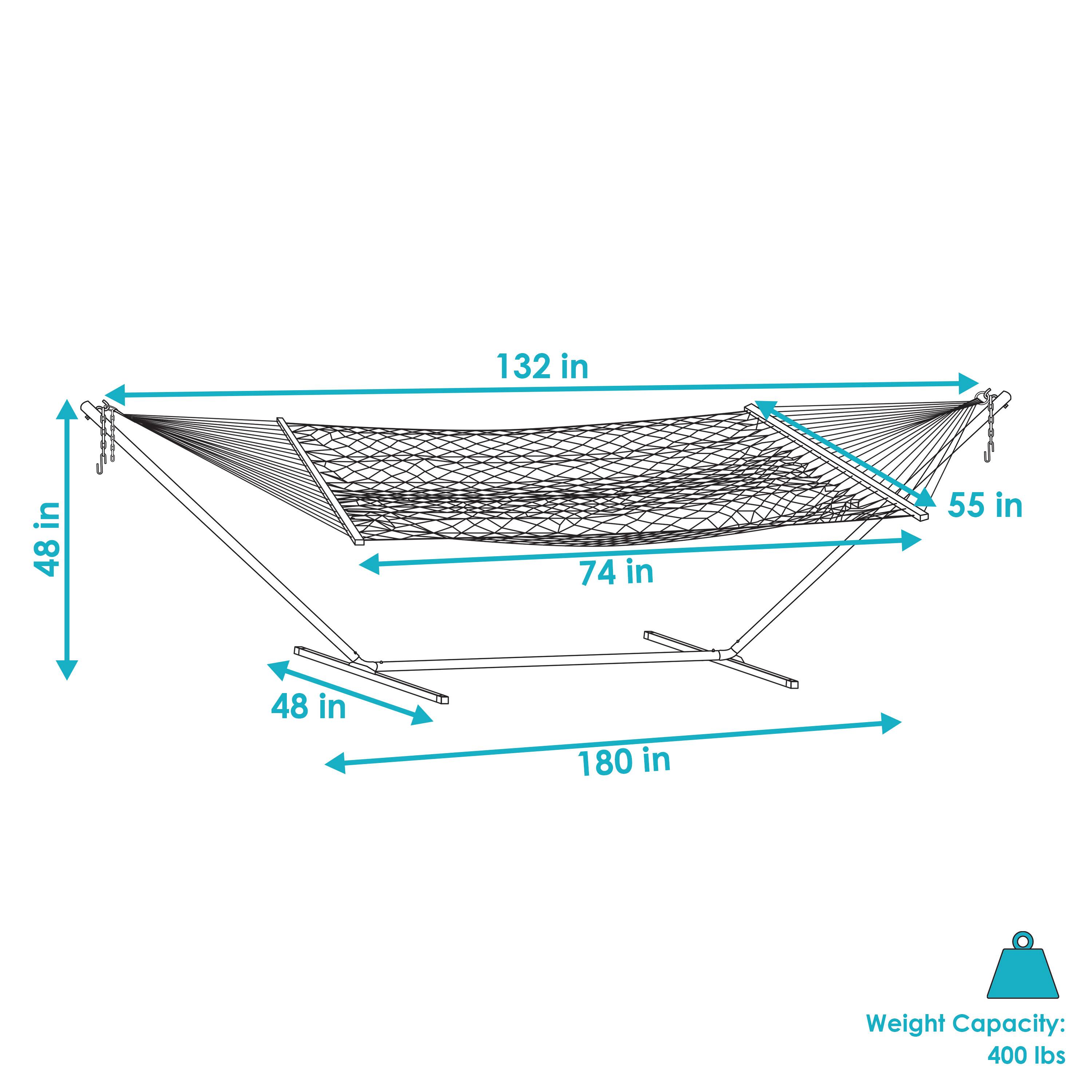 132 in  
48 in  
74 in  
55 in  
48 in  
180 in  

Weight Capacity: 400 lbs