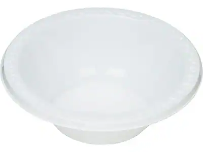 Front. TABLE MATE - Table Mate Plastic Standard Bowls, 12 oz., 125/Pack - White.