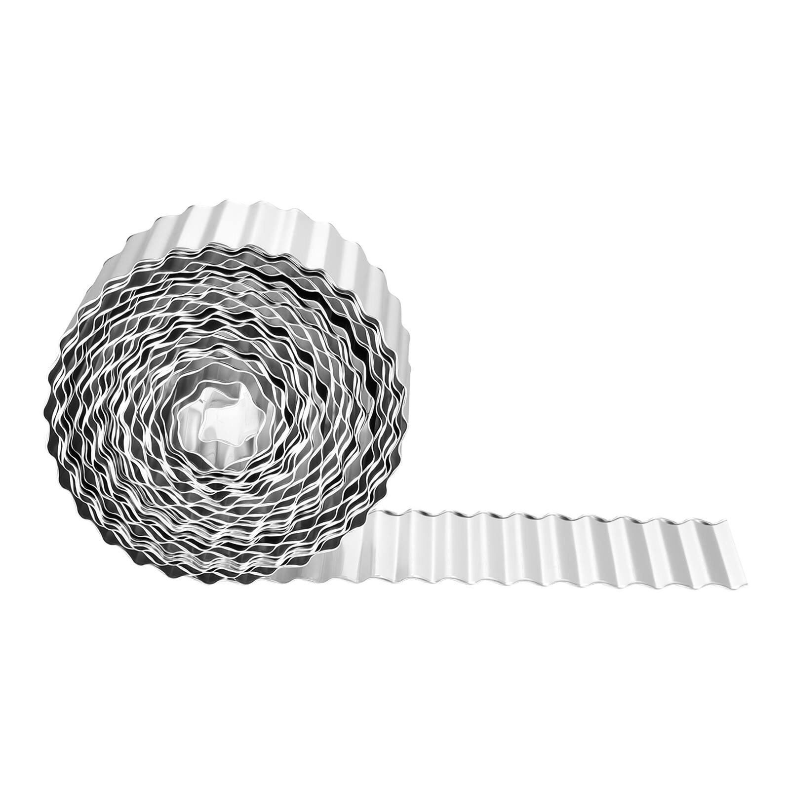 Alt View 5. VEVOR - Galvanized Steel Landscape Edging, 50 ft x 6 in Metal Edging for Landscaping with Gloves, Easy-to-Install Bendable - Silver.