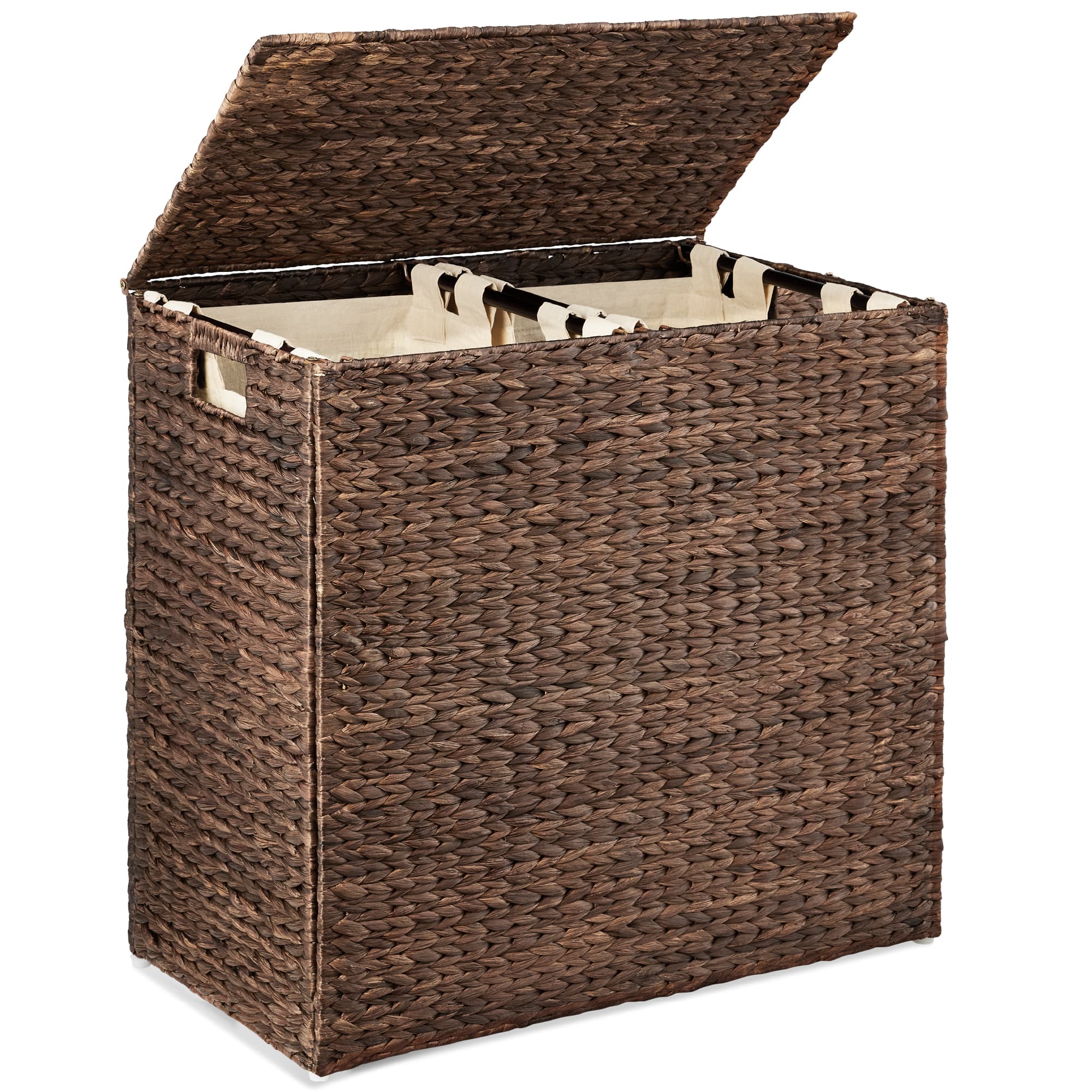 Best Choice Products - Large Laundry Hamper W/Lid, Hyacinth Basket, W/Washable Liner Bag, 30 Gal (114 liters) - Espresso