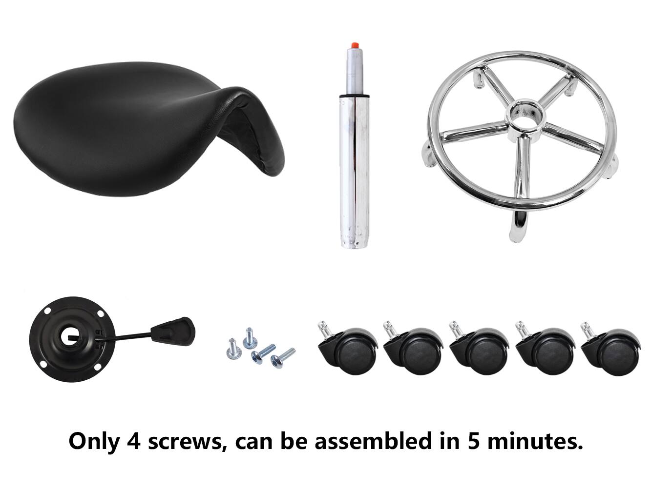 Only 4 screws, can be assembled in 5 minutes.