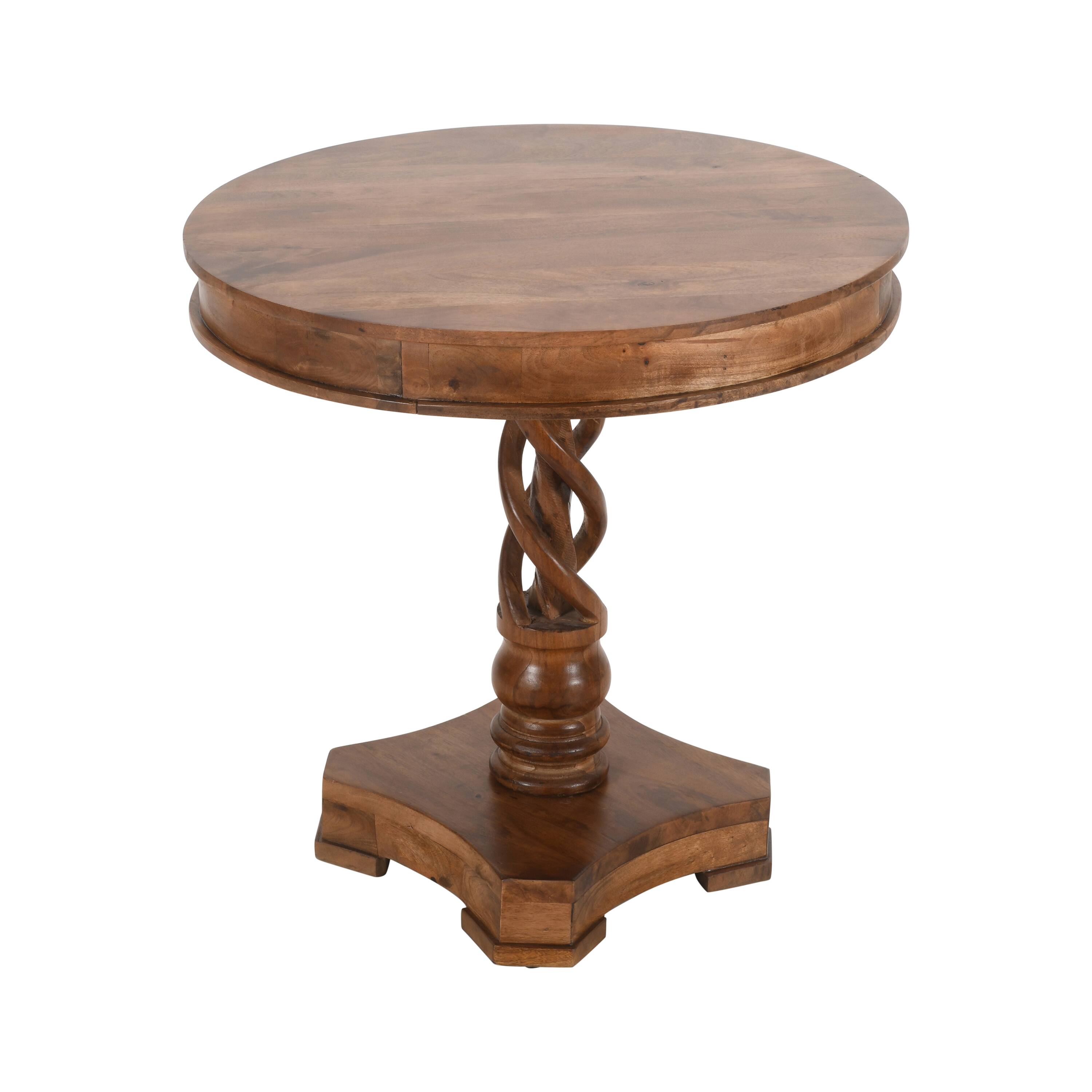 Alt View 1. Manhattan Lane - 30 Inch Handcrafted Round Mango Wood Dinette, Artisanal Twisted Pedestal Base - Brown.