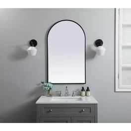 Elegant Decor - Metal Frame Arch Mirror 24x40 Inch - Black