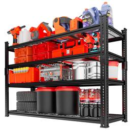 LOVMOR - 4-Tier 48 in W x 60 in H x 18 in D Adjustable Heavy Duty Metal Shelving Unit - Black