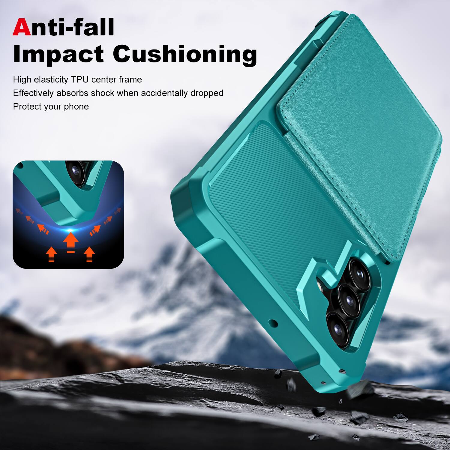 Anti-fall Impact Cushioning

High elasticity TPU center frame
Effectively absorbs shock when accidentally dropped
Protect your phone