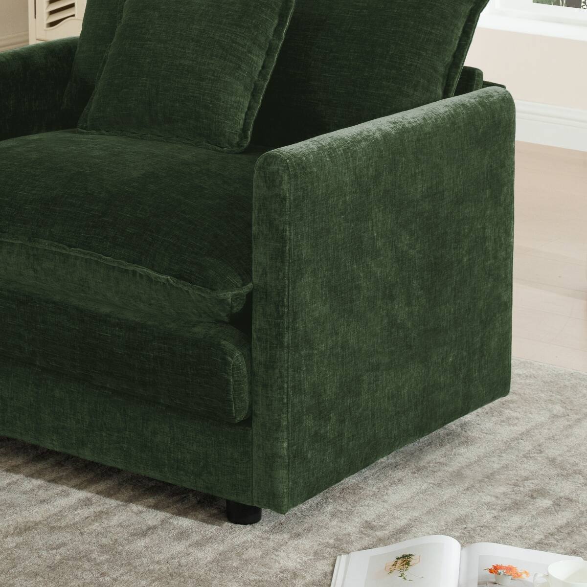 Alt View 8. Ropilly - Ropilly Green Chenille Sectional Sofa 3 Piece Sofa Set with Extra Deep Seat for Living Room - Green.