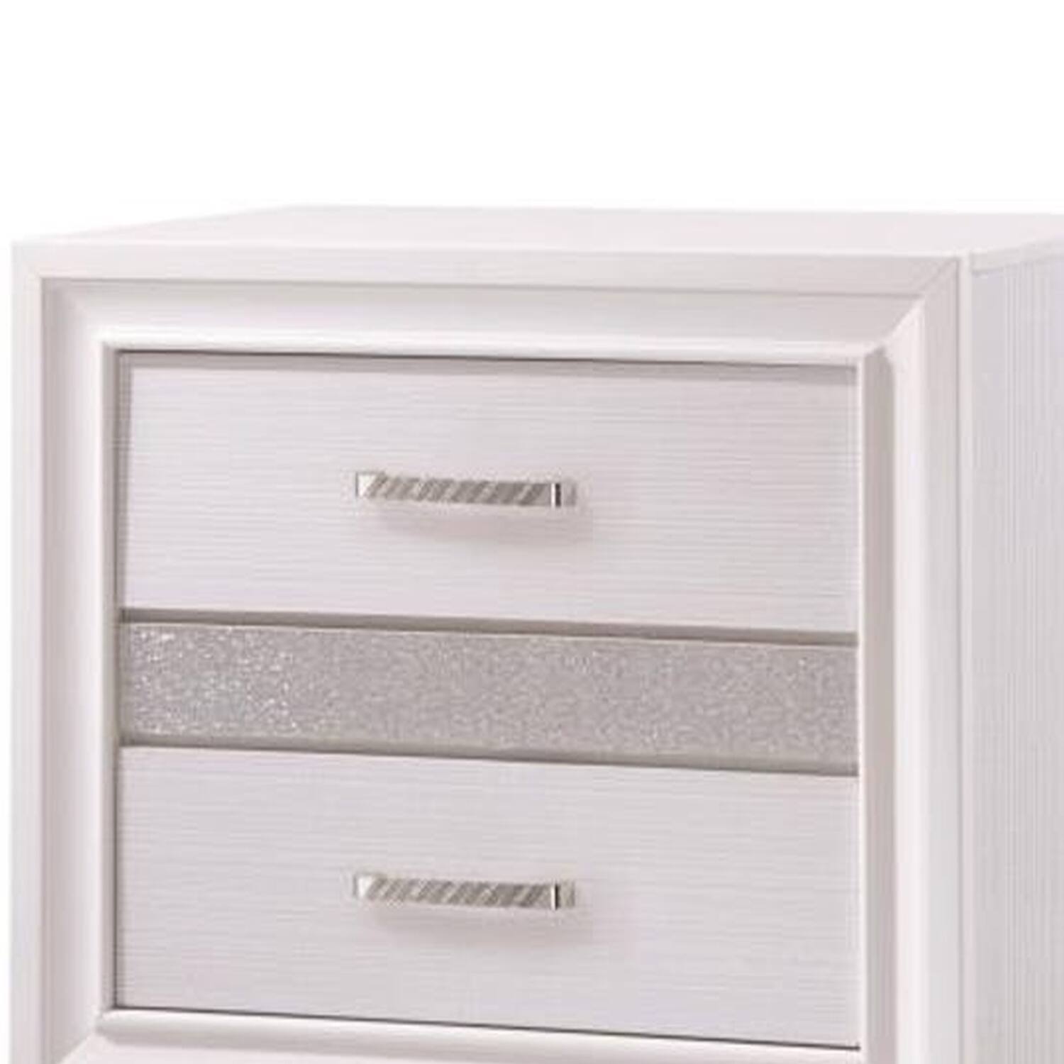 Angle. Manhattan Lane - Wooden Nightstand with Hidden Jewelry Tray - White.