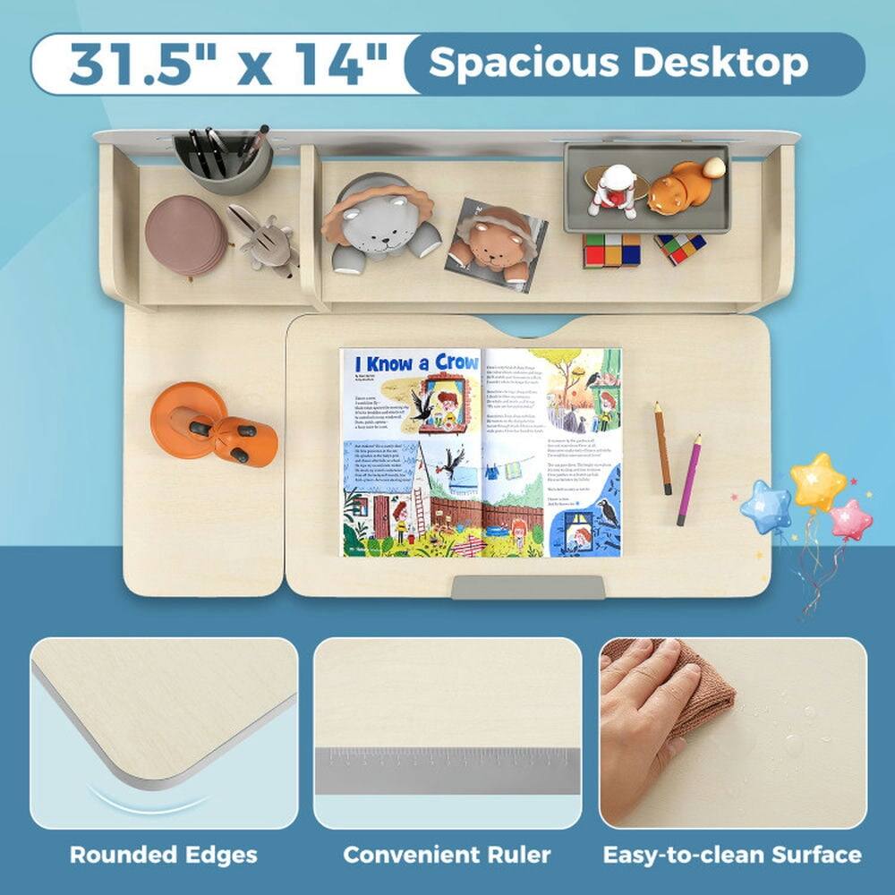 31.5" x 14" Spacious Desktop  
I Know a Crow  
Rounded Edges  
Convenient Ruler  
Easy-to-clean Surface
