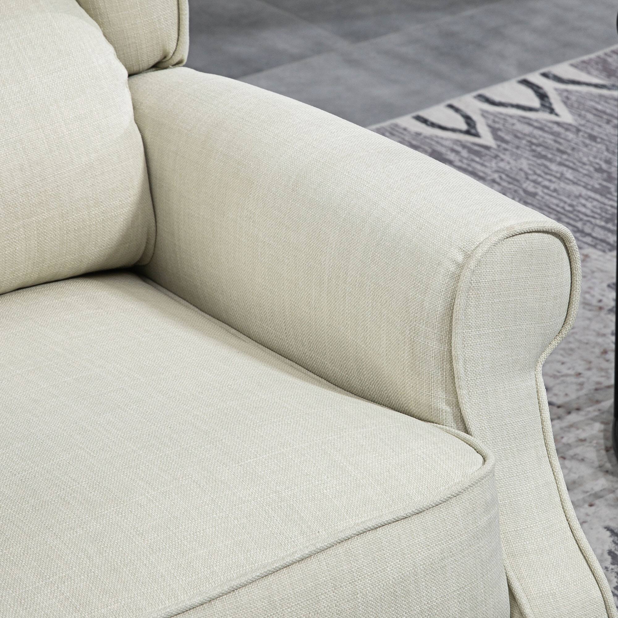 Alt View 5. Homcom - Vibration Massage Recliner Chair for Living Room with Heat,  Wingback Single Sofa, Modern Linen Fabric Push Back - Beige.