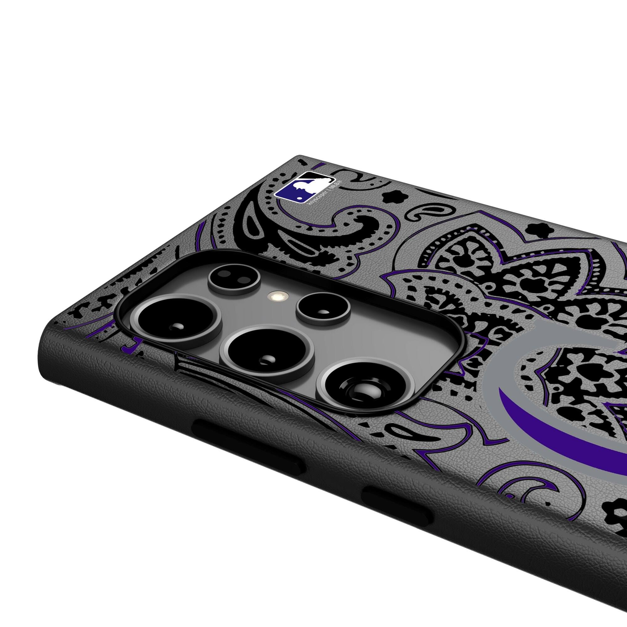 Alt View 3. Keyscaper - Colorado Rockies Paisley Galaxy Magnetic Bump Case - S25 - Black.