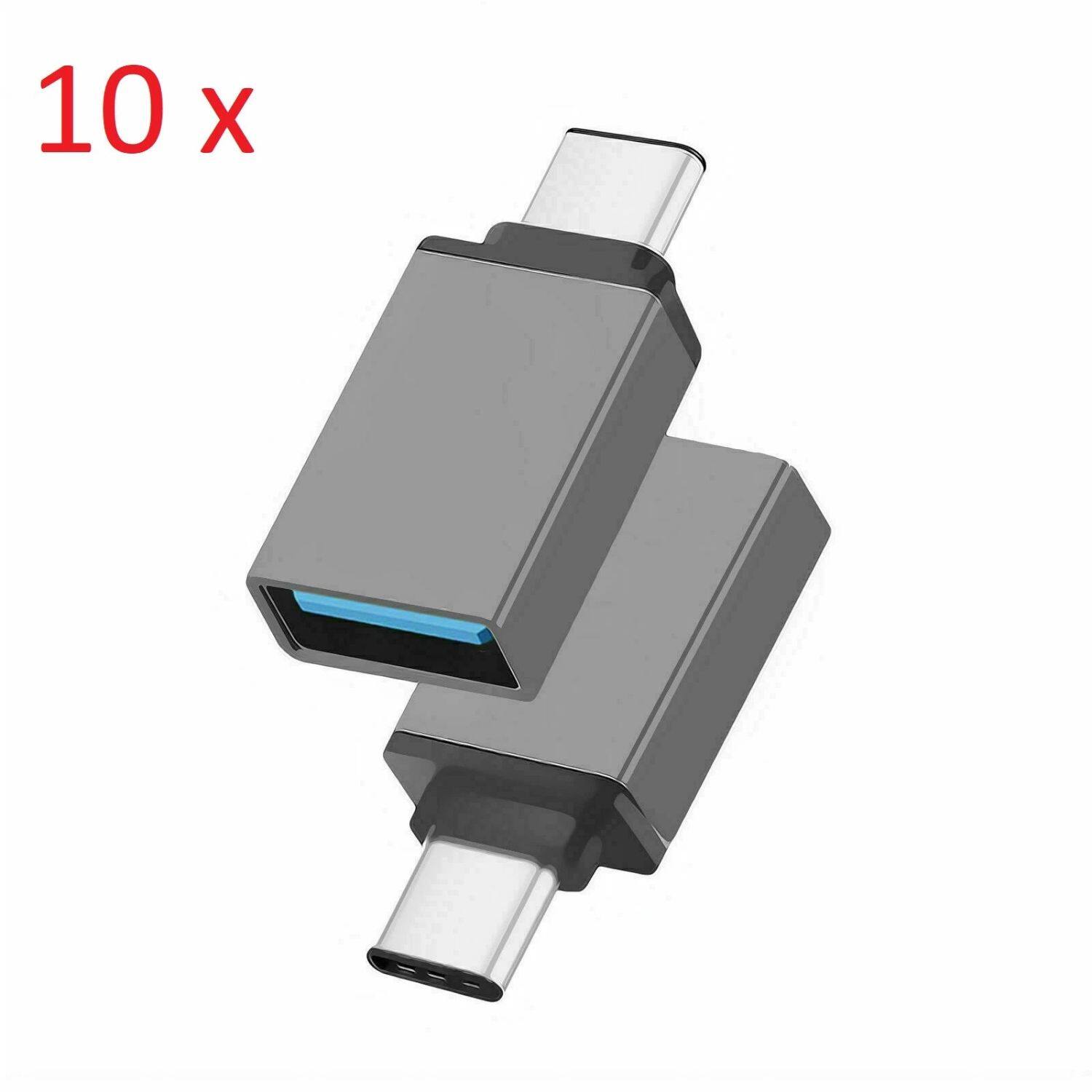 Angle. Home Collection - 10x USB-C 3.1 Male to USB-A Female Adapter Converter OTG Type-C (Gray).