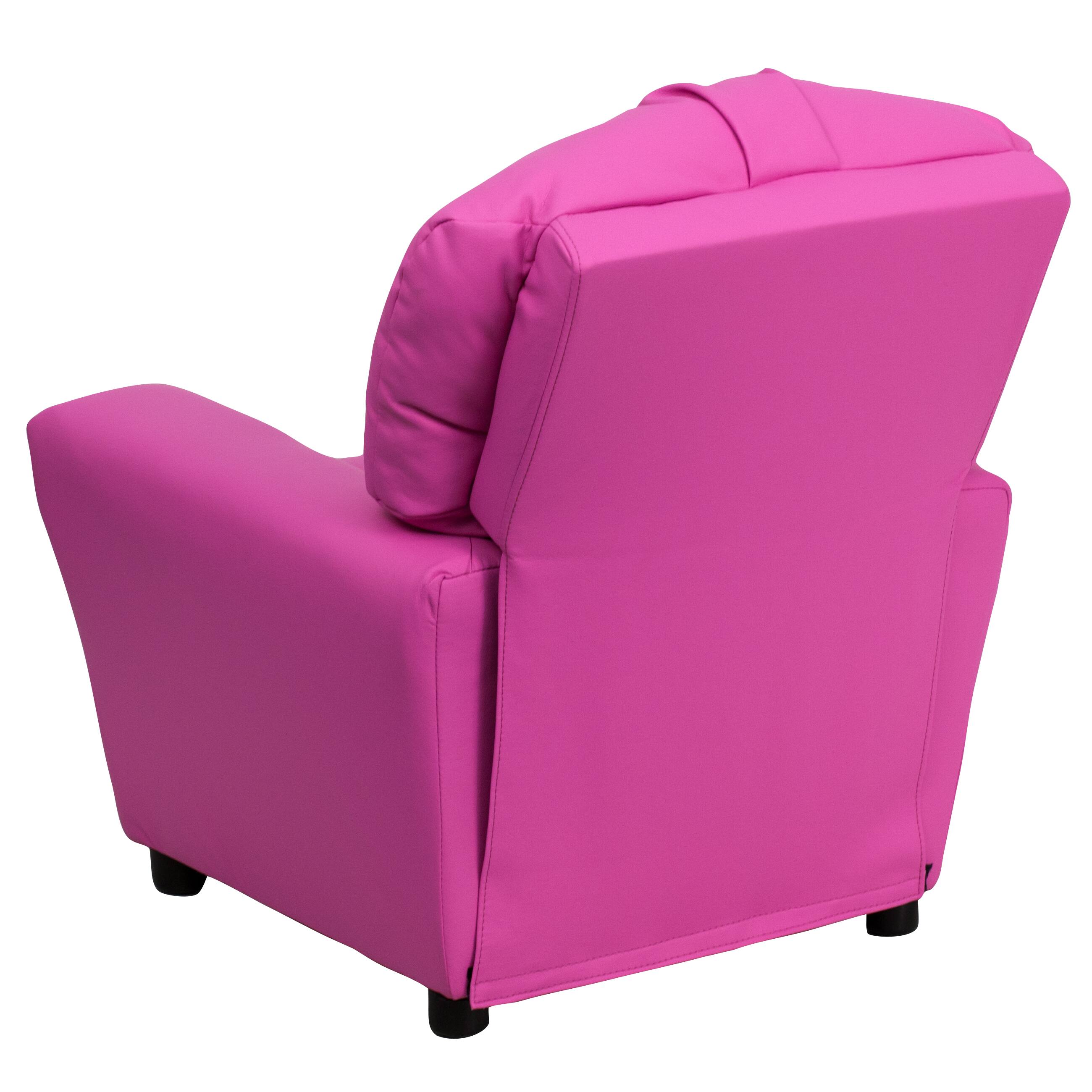 Alt View 4. Emma + Oliver - Contemporary Kids Recliner with Cup Holder - Hot Pink Vinyl.