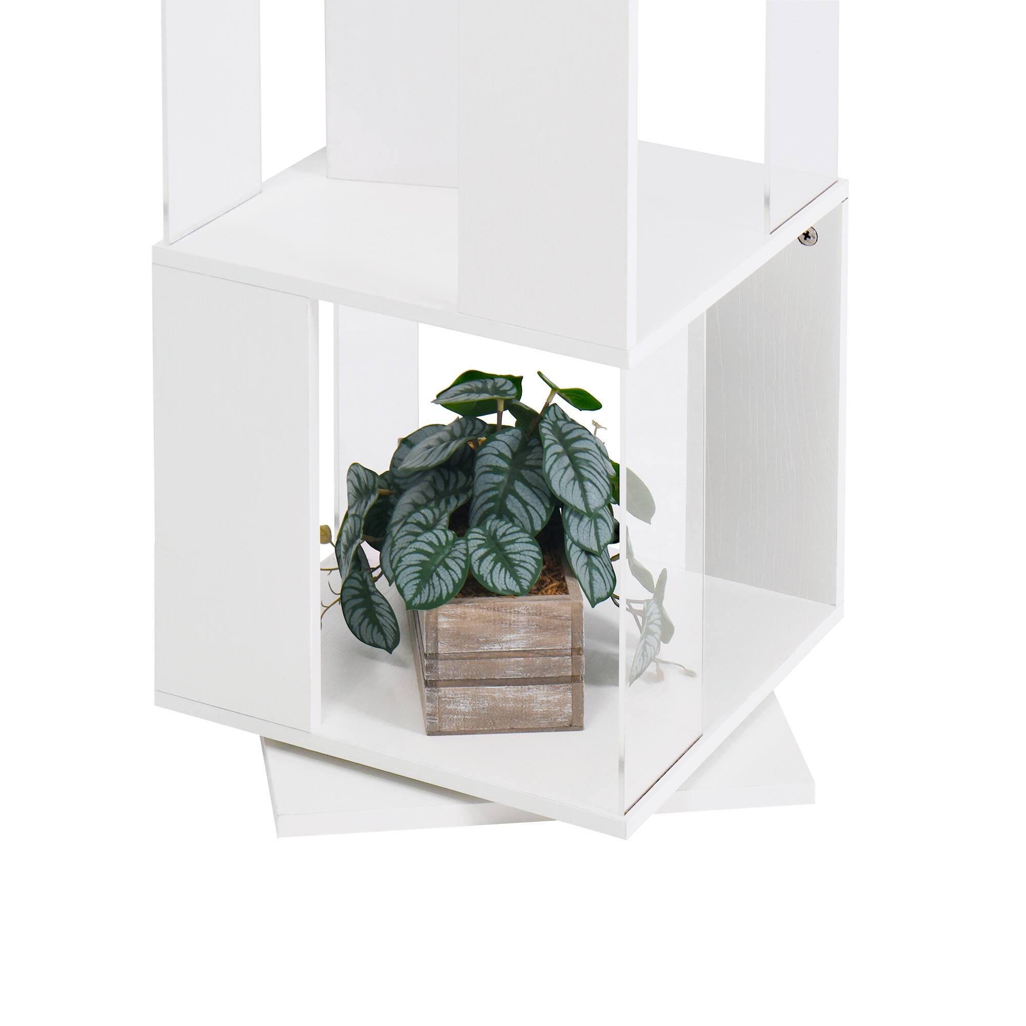 Alt View 5. Tiramisubest - 6 Tier Rotating Bookshelf,Floor Rack Simple Bookcase,Multi-Function Creative Bookshelf with anti-toppling base,White - White.