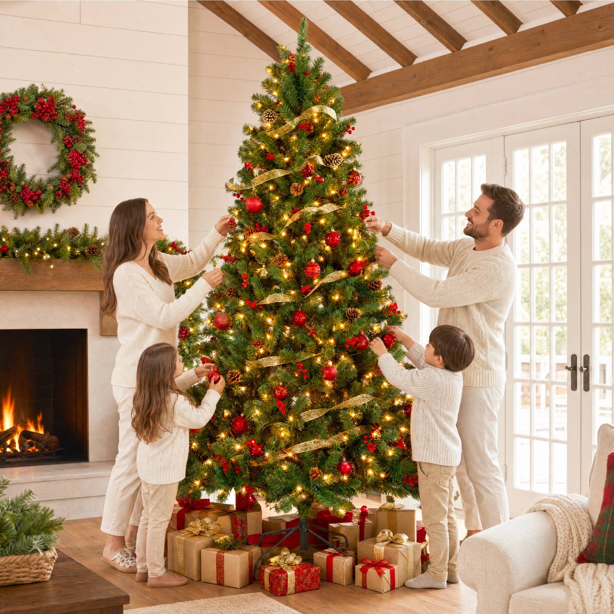 Alt View 6. Best Choice Products - Best Choice Products 7.5ft Pre-Lit Pre-Decorated Artificial Christmas Tree Spruce w/Twinkling LEDs Pinecones, Berries - Green Spruce.