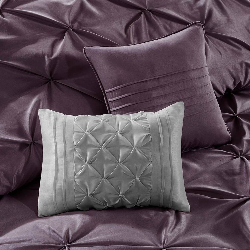 Alt View 1. Gracie Mills - Gracie Mills Steele 24-Piece Faux silk Polyoni Tufted Room in a Bag - Plum.