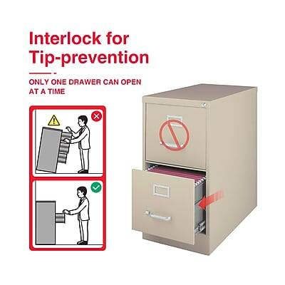 Interlock for Tip-prevention  
ONLY ONE DRAWER CAN OPEN AT A TIME