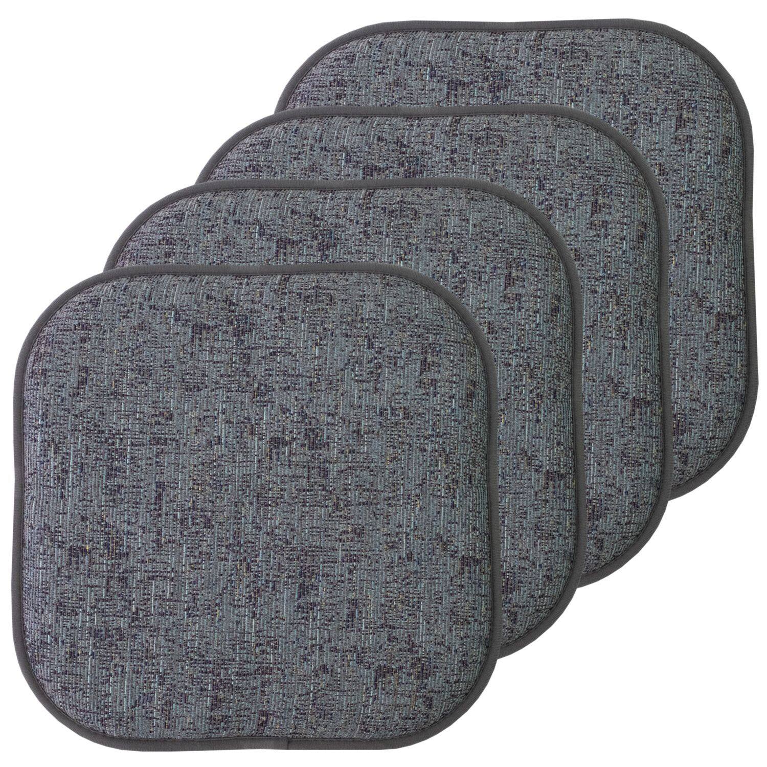 Sweet Home Collection - Broadway Memory Foam No Slip Back 16" x 16" Chair Pad Cushion, 4-Pack - Multi Blue