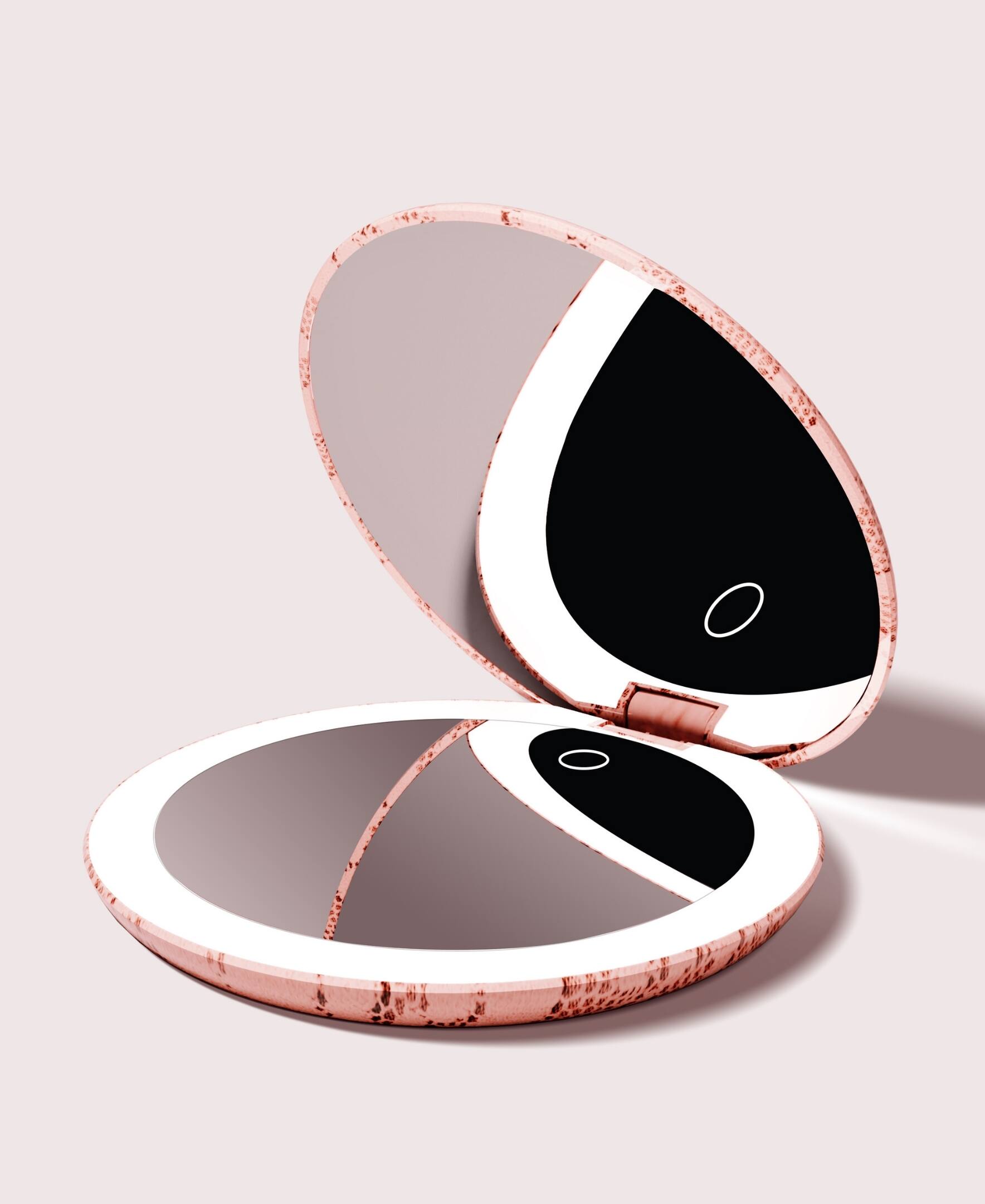 Angle. fancii - Taylor LED Compact Mirror - Mocha Lace.
