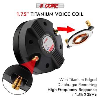5 CORE Compression Driver 3.5 Inch Tweeter Horn Audio Throat 220W 5 CORE Compression Driver 3.5 Inch Tweeter Horn Audio Throat 220W