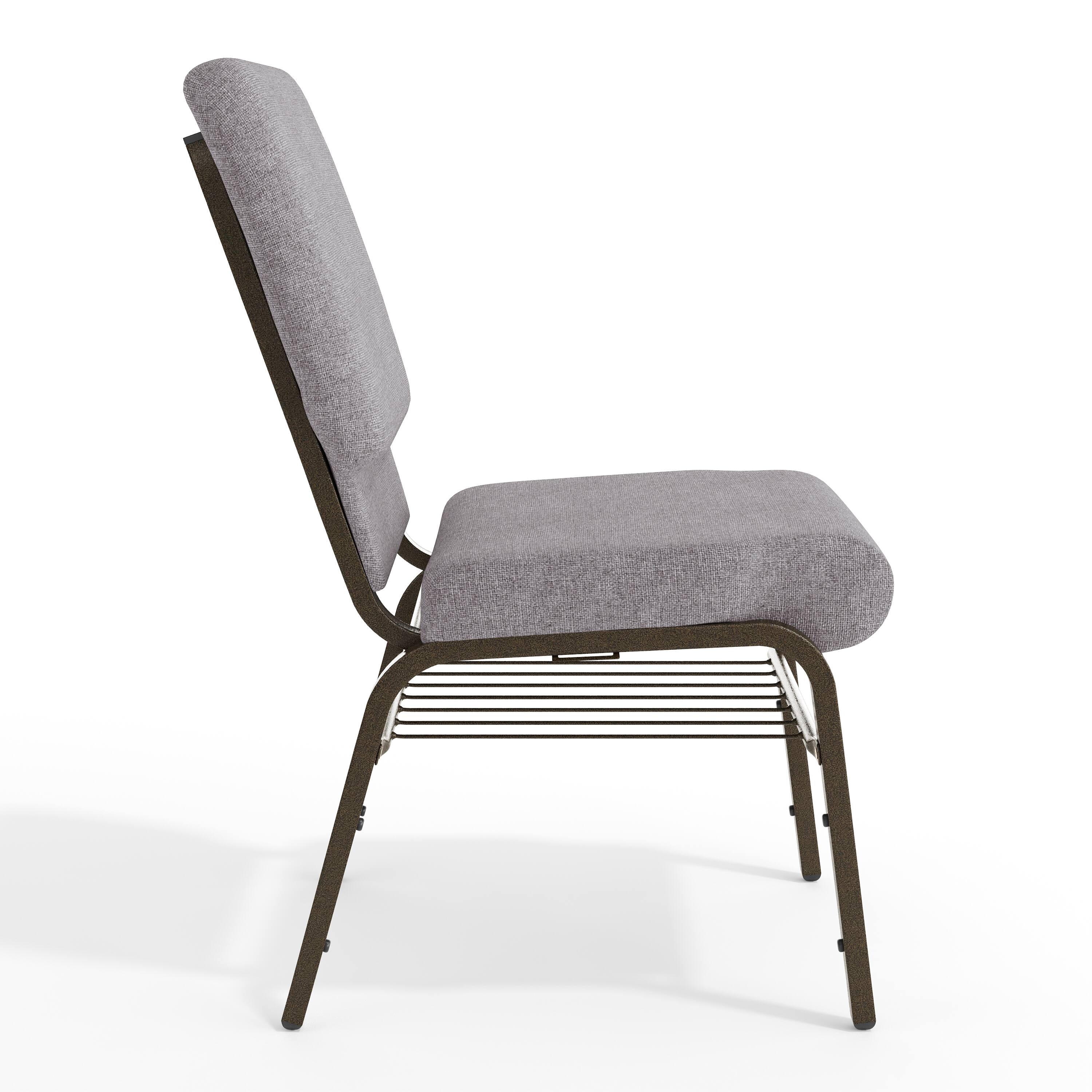 Left. Flash Furniture - HERCULES Series 18.5''W Church Chair in Gray Fabric with Book Rack - Gold Vein Frame - Gray.