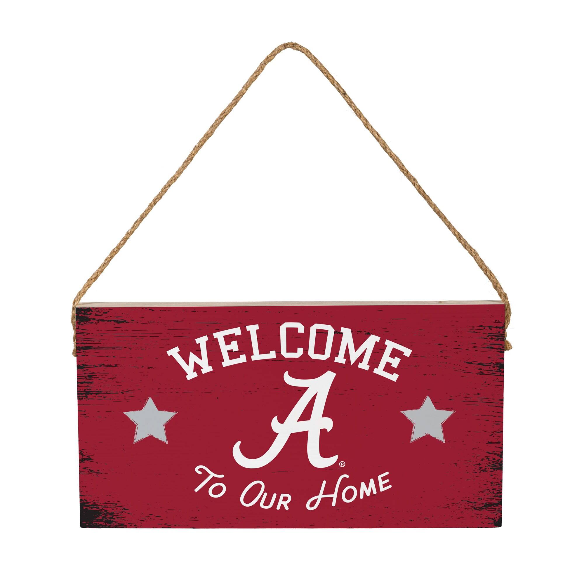 Alabama Crimson Tide 6" x 11" Welcome Home Wood Wall Sign with Rope Hanger