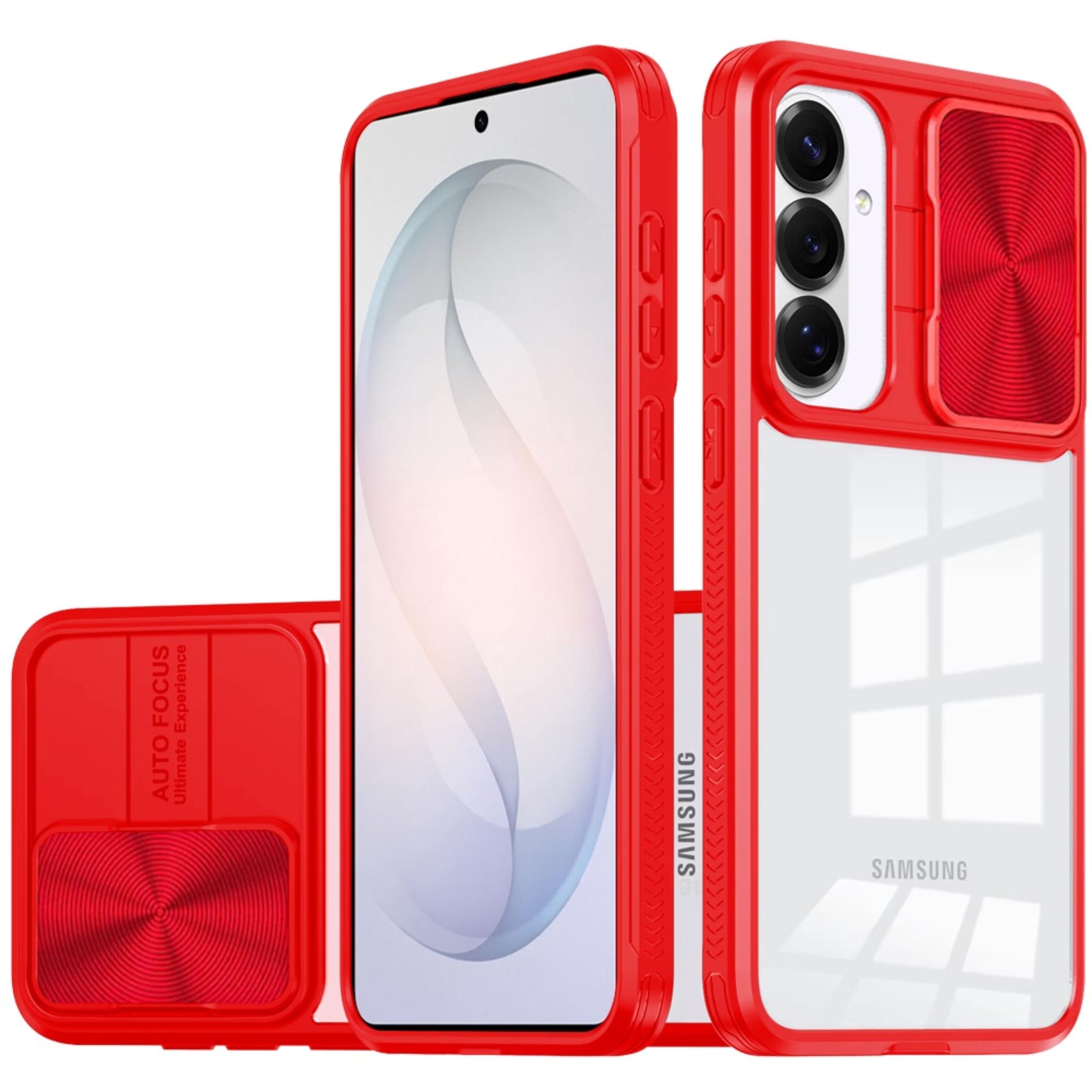 Kitcheniva - Rear Lens Sliding Cover Rugged Hybrid Plus Tempered Glass For Samsung S26 FE - Red price history on PriceWatchPro