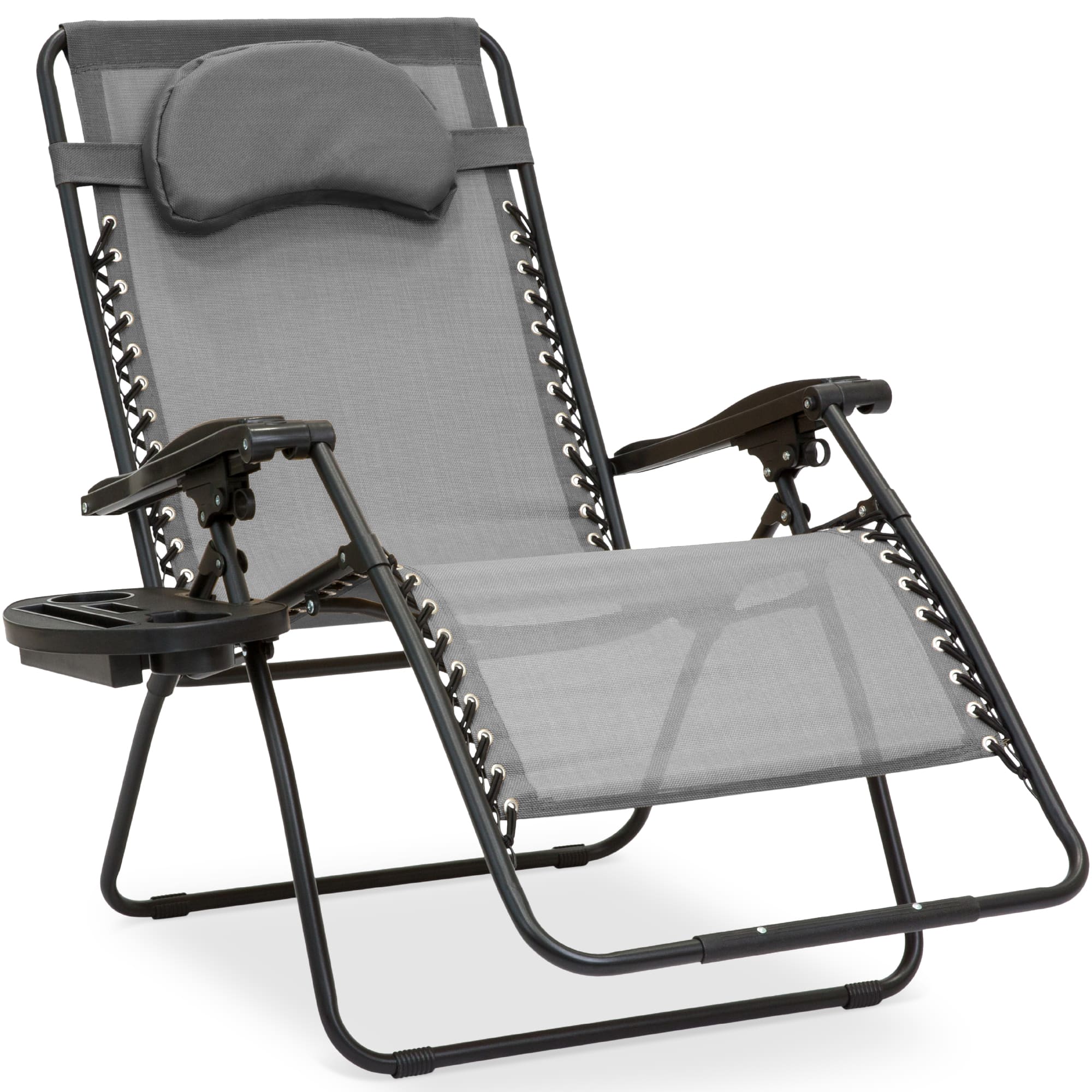 Front. Best Choice Products - Best Choice Products Oversized Zero Gravity Chair, Folding Outdoor Patio Recliner w/ Cup Holder - Gray - Gray.