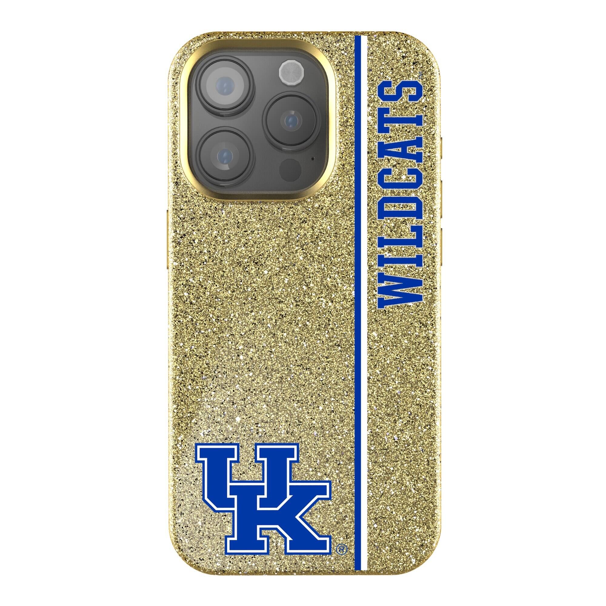 Front. Keyscaper - Kentucky Wildcats iPhone Bling Case - 16 Plus - Gold.