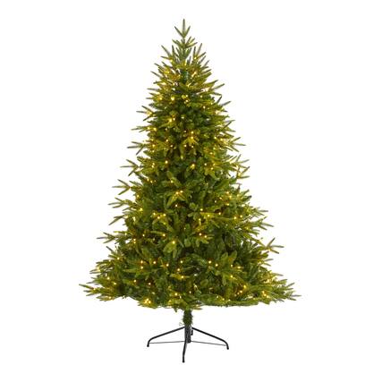 Front. BreeBe - 6.5’ Colorado Mountain Christmas Tree 400 LEDs, 2056 Tips - Green.