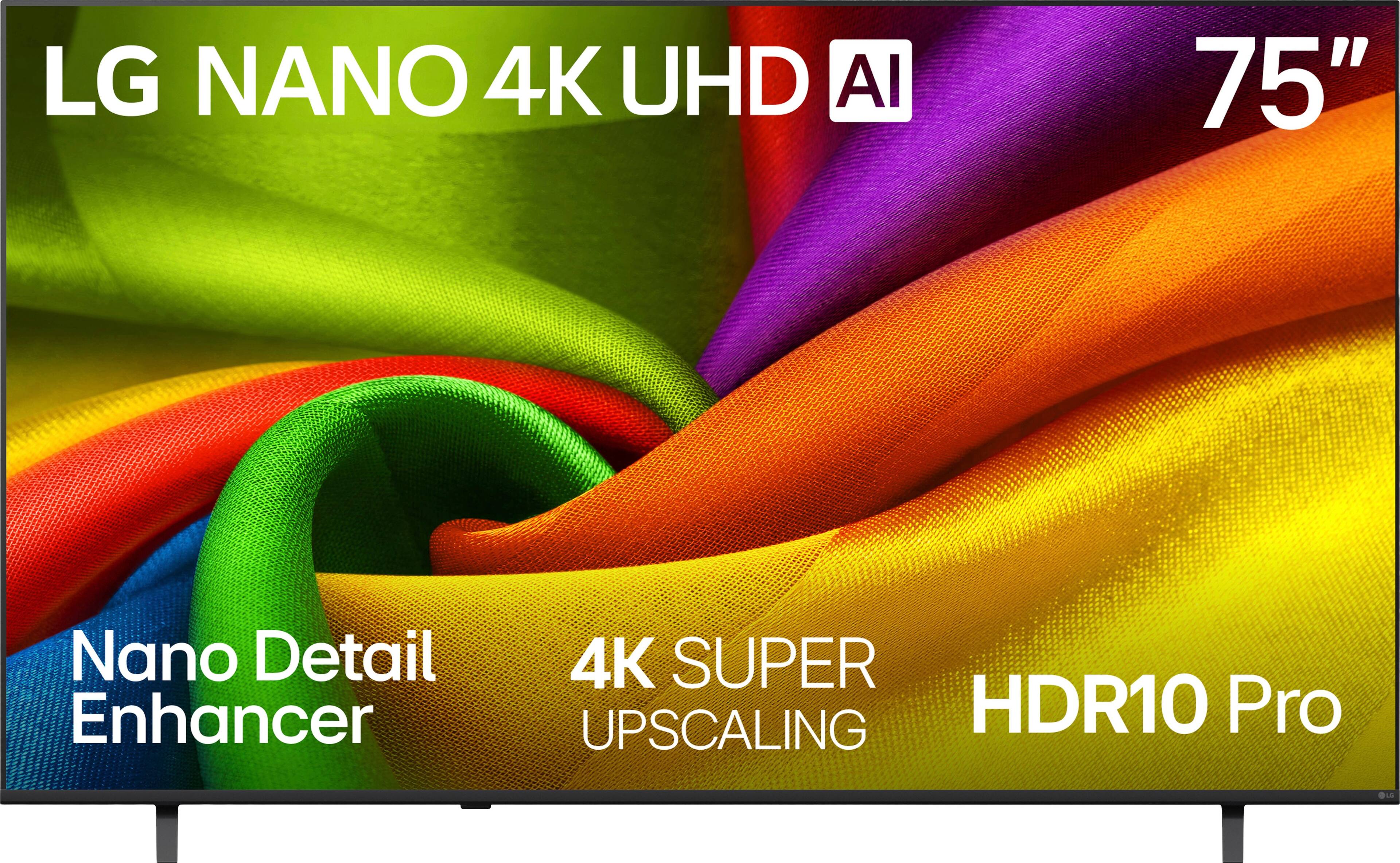 LG NANO 4K UHD AI  
75"  
Nano Detail Enhancer  
4K SUPER UPSCALING  
HDR10 Pro