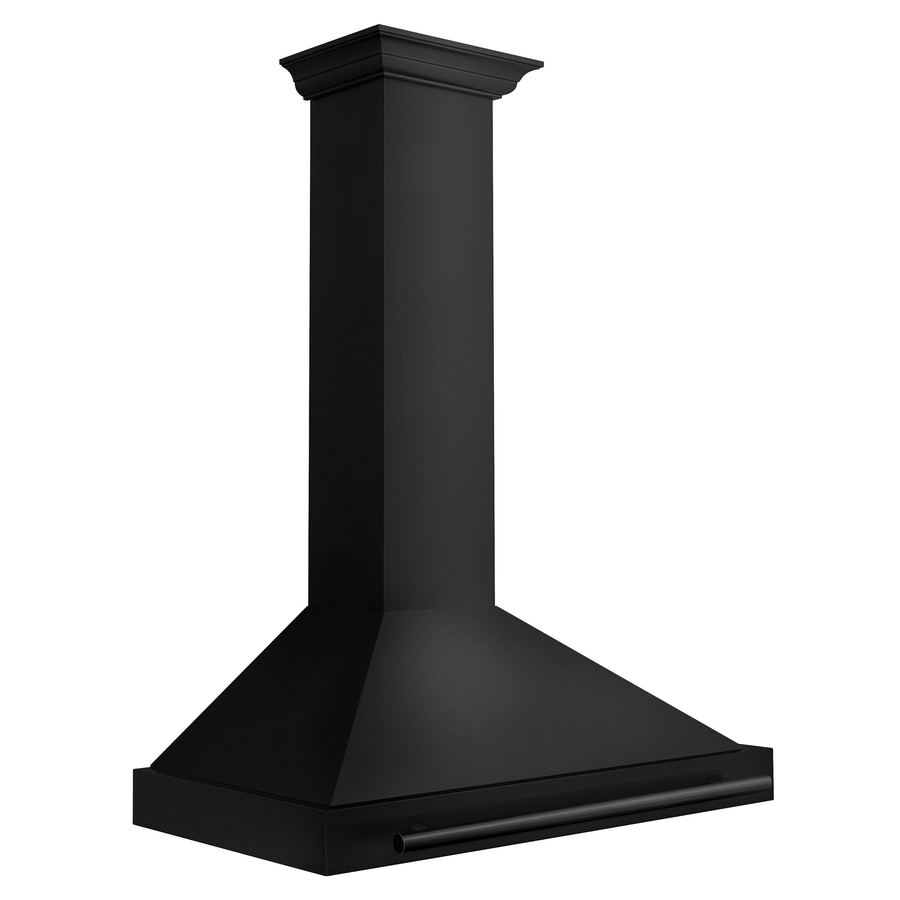 Angle. ZLINE - 36 in. Convertible Black Stainless Steel Wall Mount Range Hood With Black Stainless Steel Handle (BSKB4X-36) - Black stainless steel.
