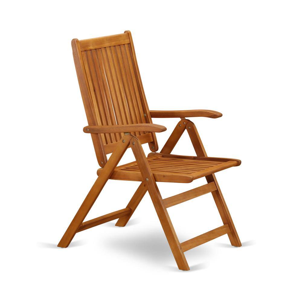 Left. East West Furniture - 3-Pc Wood Patio Dining Set Consists of a Folding Outdoor Table and 2 Outdoor Camping Chairs - Natural Oil Finish - Natural Oil.
