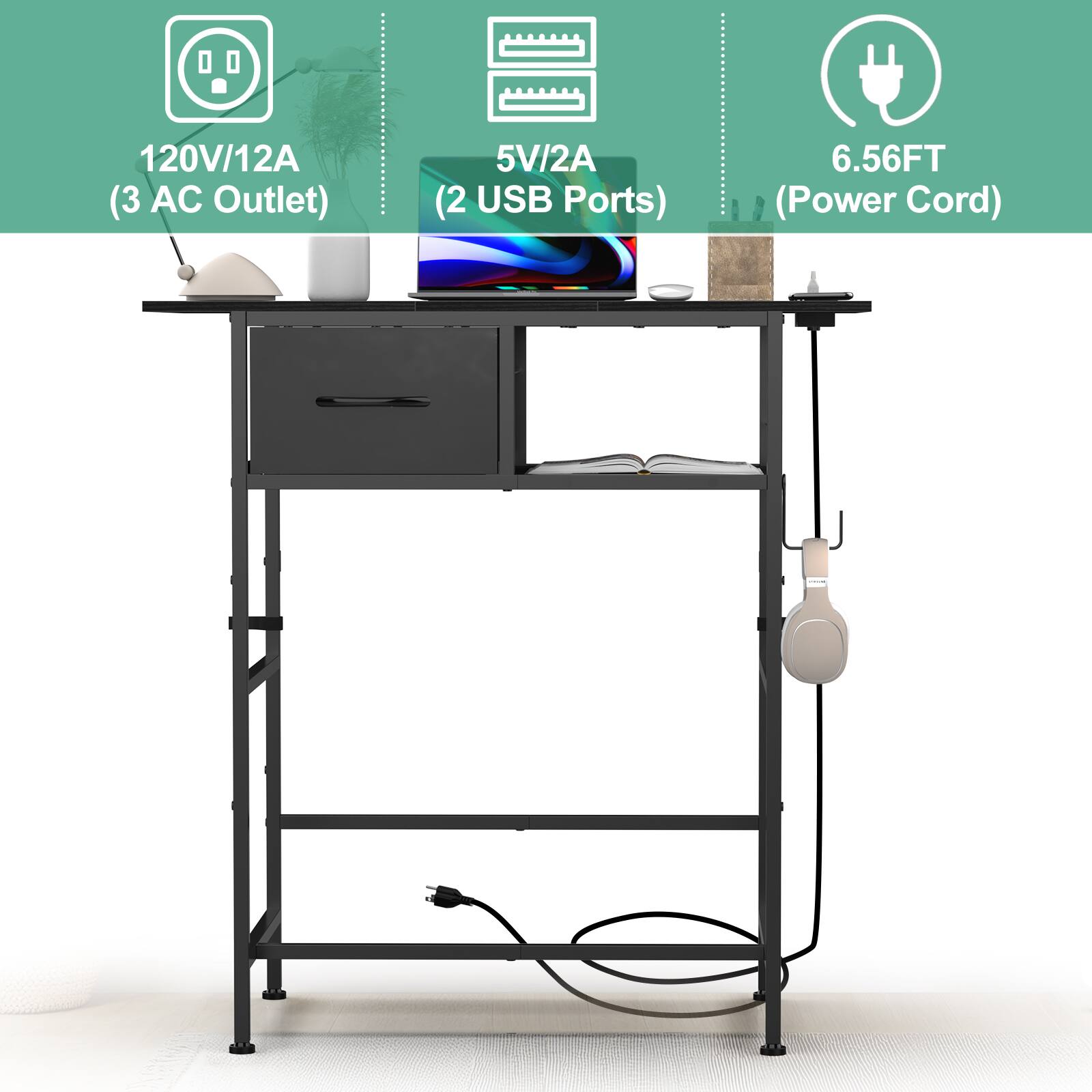 120V/12A (3 AC Outlet)  
5V/2A (2 USB Ports)  
6.56FT (Power Cord)