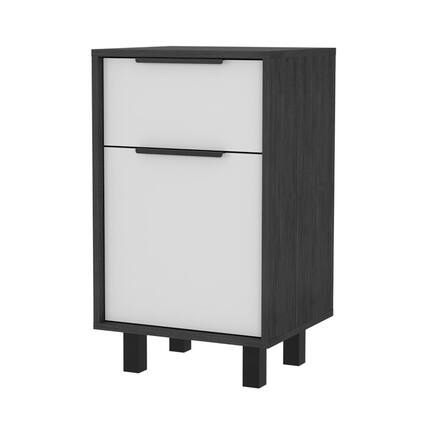 Front. Treevol Furniture - Nightstand Maryland Z, Bedroom, Smoky Oak / White - Multi-color.