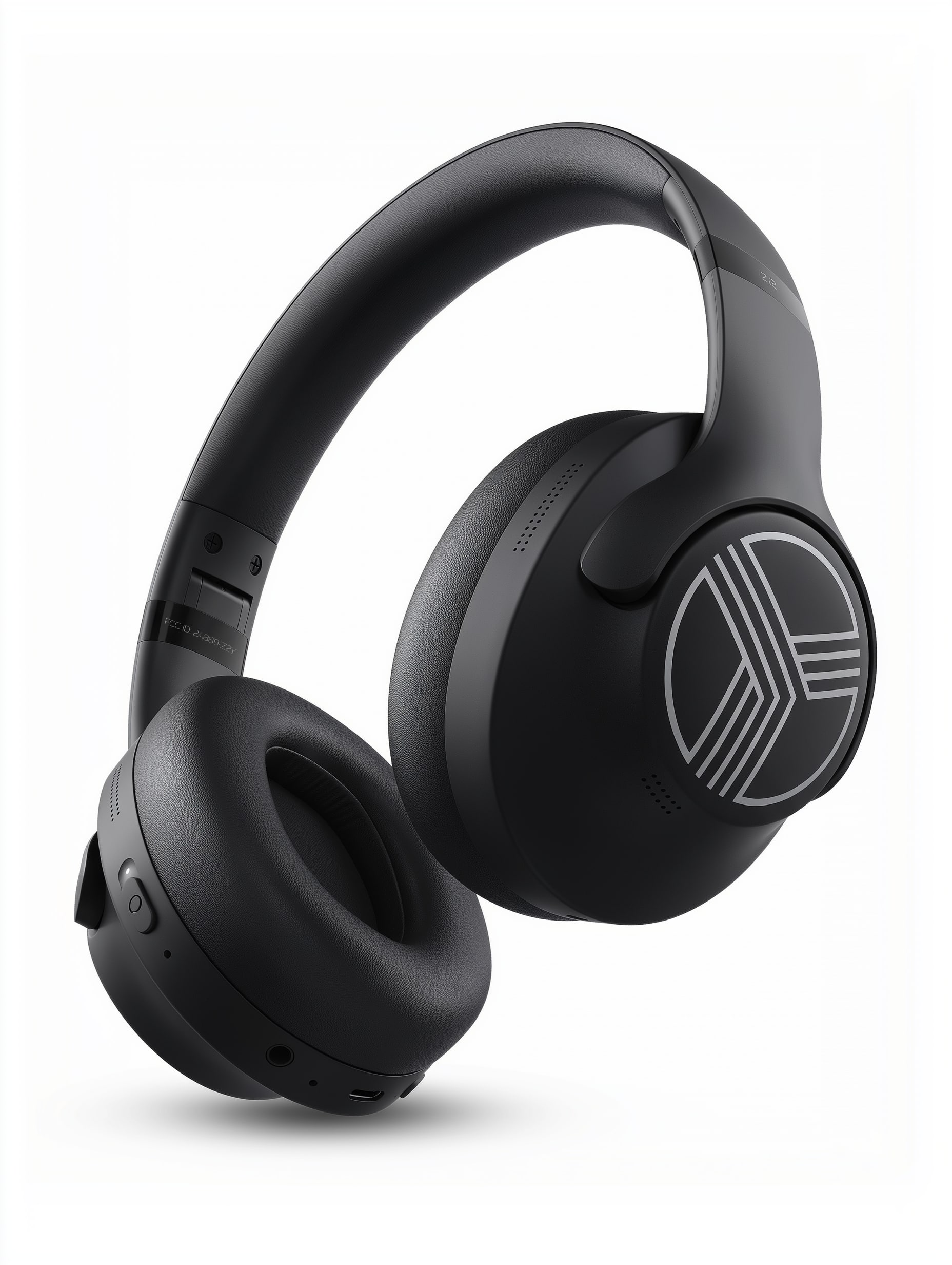 TREBLAB - Z2-B ANC Workout Headphones, Signature HD Sound, Deep Bass, 58H Battery, Foldable Over Ear Bluetooth - Black with white logo