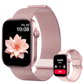 MiracoRun - Smartwatch 1.99" AMOLED for Android & iPhone with Bluetooth Calls, 100+ Sports Modes, Water Resistant - Rose Pink - (2025)