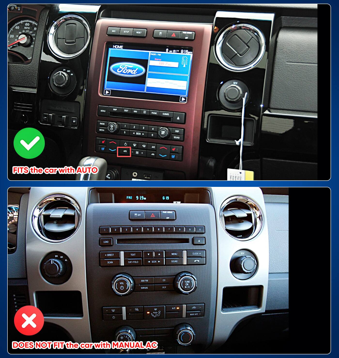 40 20  
60 MPH  
8  
NO  
SETIP  
RESET  
il  
HOME Ford  
BY 81's 9:18pm PACIO PM Surve 88  
RV  
RAKI  
MENU  
up  
DEST  
NAI  
ROE  
CLIMATE  
RADO MEDA  
:  
1 3 4 SEEK  
!  
SOUND  
6  
9 88  
S  
FITS the car with AUTO  
FM2  
19  
6:19  
MOV  
21  
-  
:  
!  
!  
!  
1  
1  
i  
:  
LOMAD  
A  
DRECT  
TEXT  
MENU  
CLOOK  
DV  
SCAN  
CAT/FOLD  
M SEEK Y  
SOUND  
VOL  
AM/FM SIRUS  
B RUX  
TUNE OK VI  
X  
LC  
MAXIC  
DOES NOT FIT the car with MANUAL AC