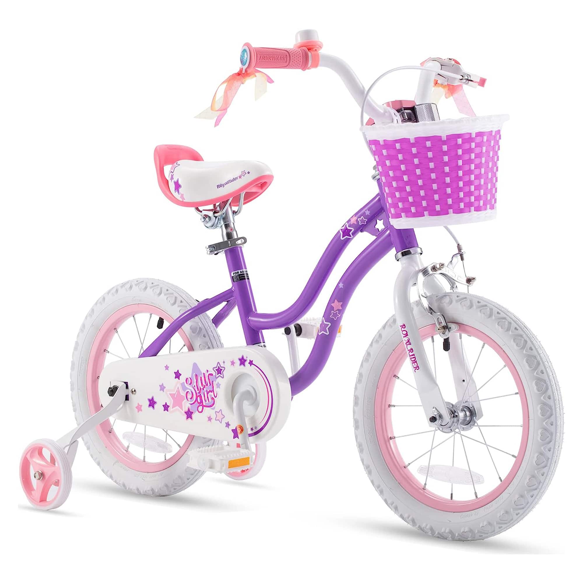 RoyalBaby - Stargirl Children's Outdoor Bicycle 14" with Training Wheels - Purple