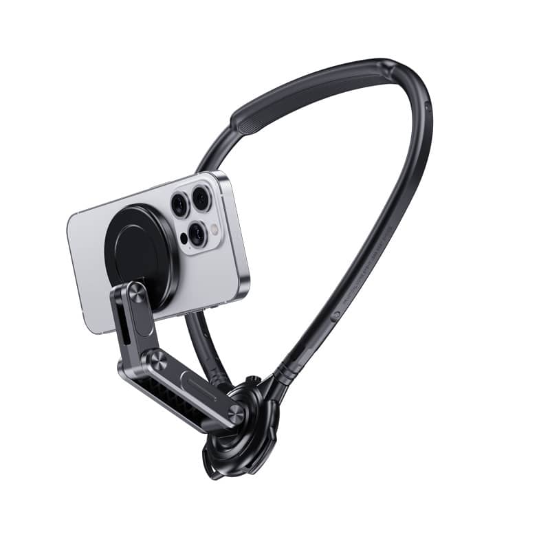 Cluzine - Magnetic Neck Camera Mount Phone Holder, Anti-Shake Hands-Free POV Mount for Vlogging & Sports