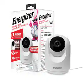 Energizer - Smart 1080p Indoor Pan & Tilt Wired Camera, Motion Tracking, Two-Way Conversation, Night Vision - White