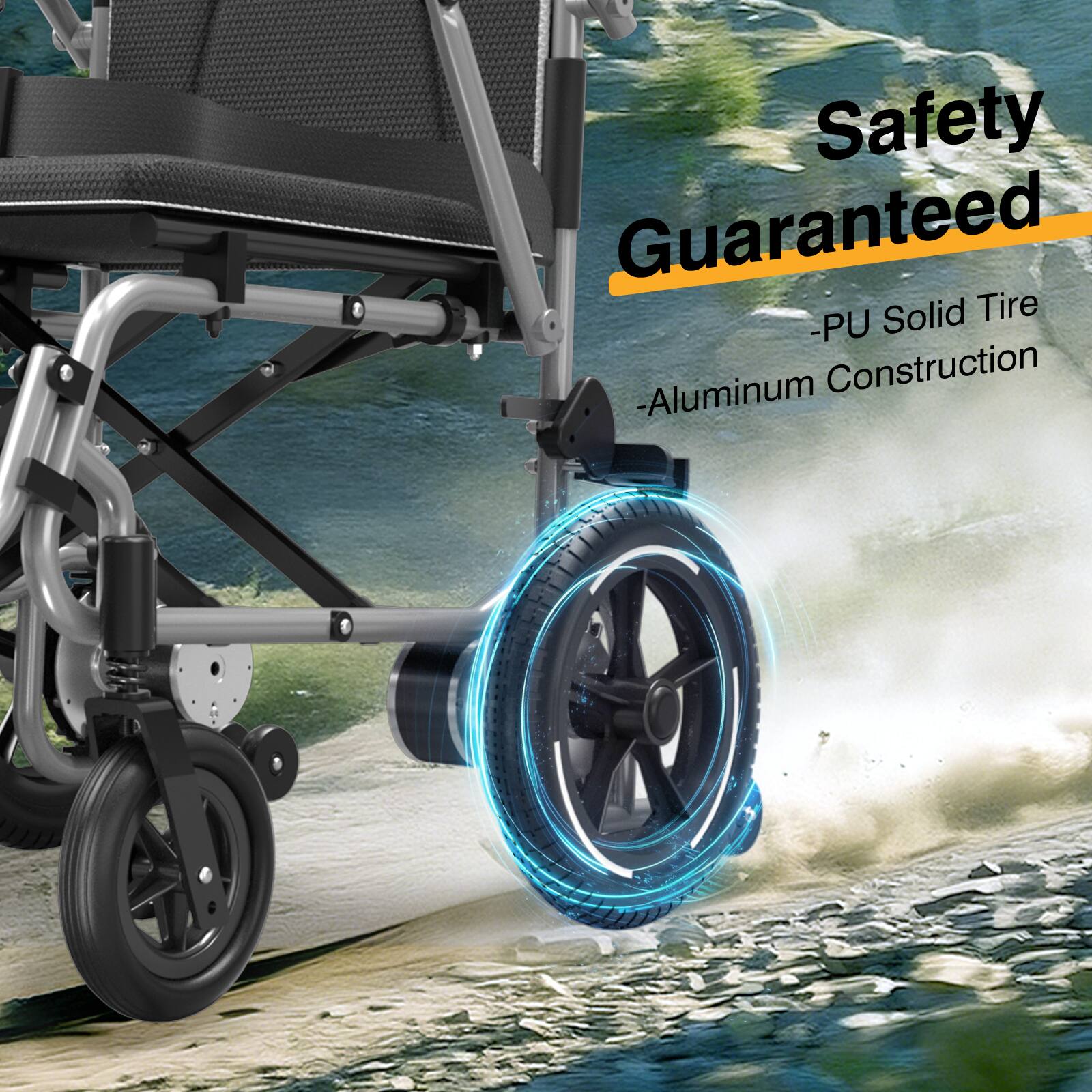 Safety Guaranteed  
- PU Solid Tire  
- Aluminum Construction