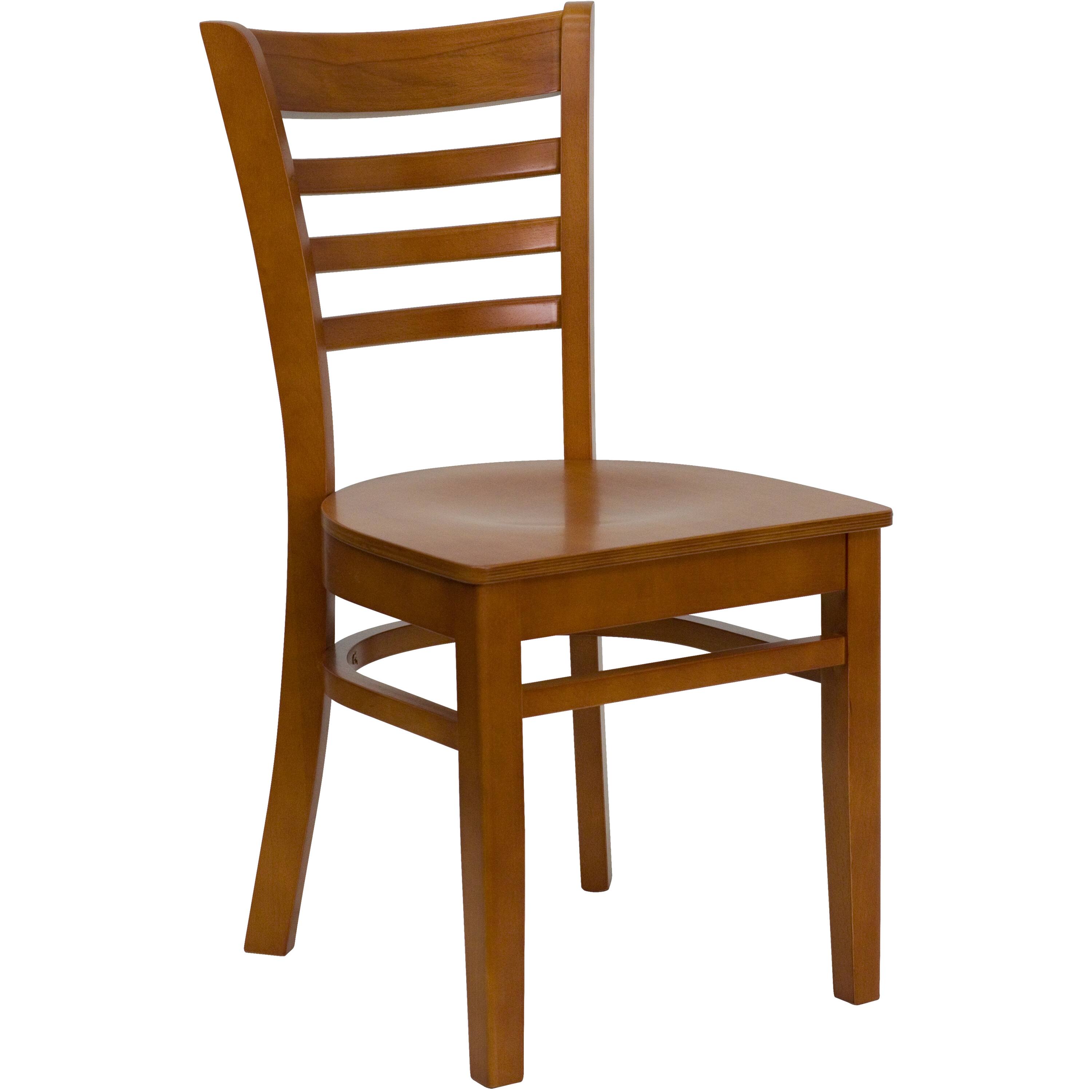 Alt View 7. Emma + Oliver - 2 Pack Ladder Back Wooden Restaurant Chair - Cherry Wood Seat/Cherry Wood Frame.