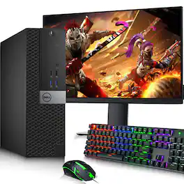 Dell - Refurbished Excellent - OptiPlex Gaming PC | SFF | Intel i5-6th 3.2GHz | 16GB RAM | 128GB SSD + 500GB | NVIDIA GT 1030 | 24" LED | Wi-Fi | Win11 - Black