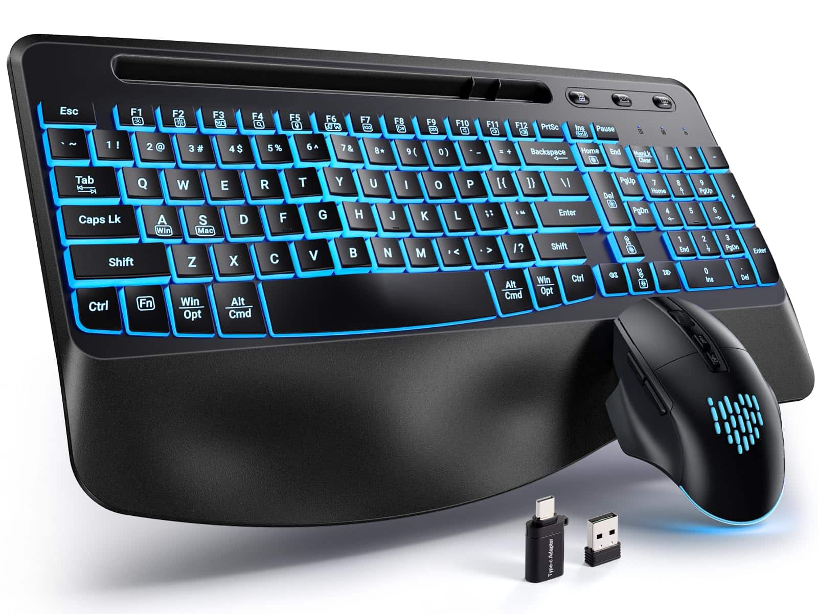 METALTON - And Mouse Combo Wave Keys For Typing Keyboards With Wrist Rest Quiet Mice Phone Holder Set Computer laptop - Default